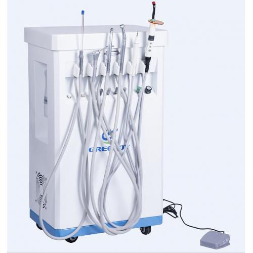Greeloy® 多機能モバイルカート式可搬式歯科ユニット 自立式エアコンプレッサー＋器械トレイ＋スケーラー＋LED光重合器 GU-P209